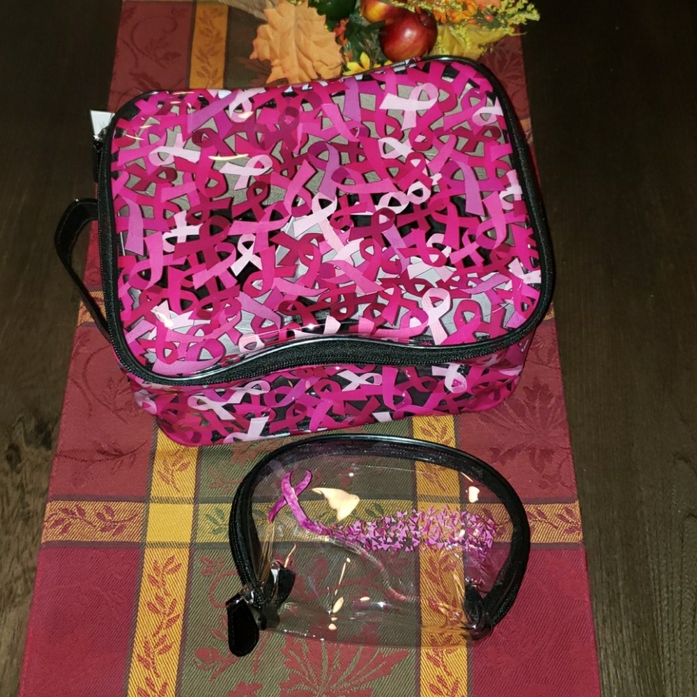 STAGE Lucite Breast Ca. Cosmetic Travel Bag Set